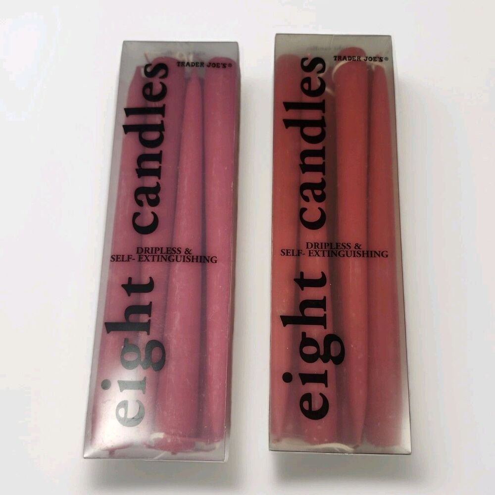(2) Packages of Trader Joe's EIGHT‎ CANDLES Dripless & Self-Extinguishing, Red